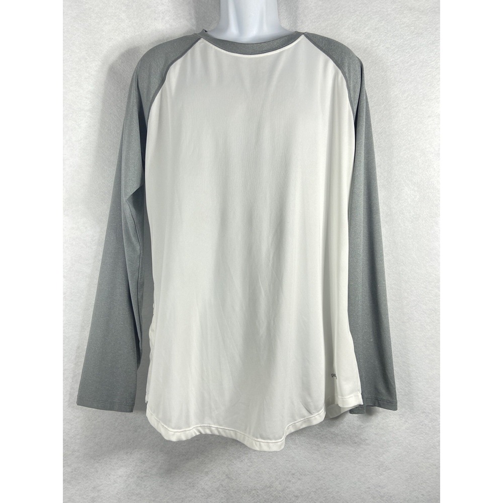Patagonia‎ Top Womens XL White Gray Tee Long Raglan Sleeves MINT